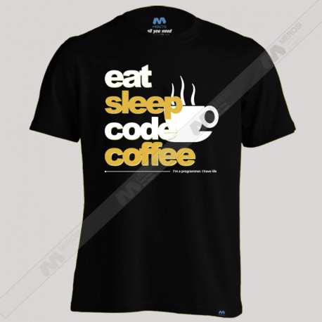تیشرت eat sleep code coffee