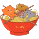 تیشرت Ramen noodles and cats