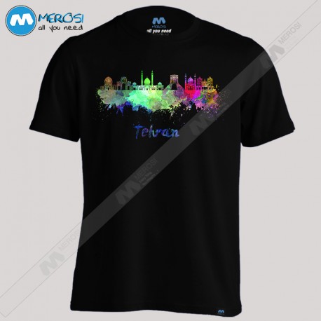 تیشرت Tehran skyline in watercolor splatters