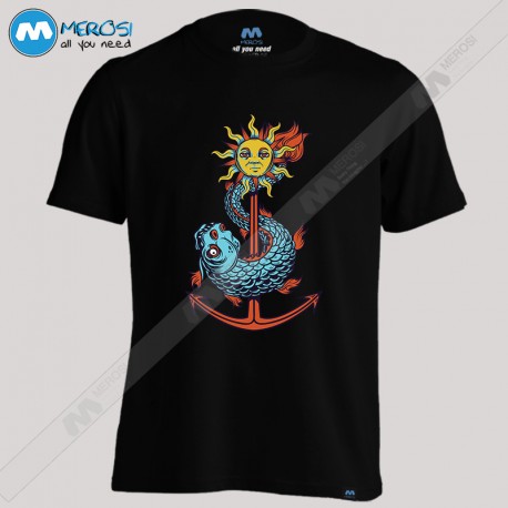 تیشرت Anchor fish and sun pin up vintage tattoo