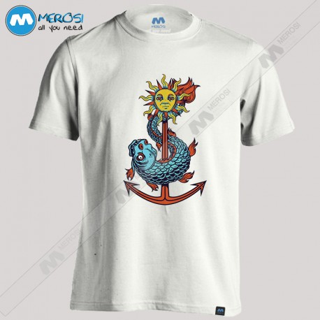 تیشرت Anchor fish and sun pin up vintage tattoo