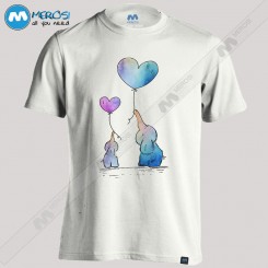 تیشرت Colorful Watercolor Elephants Love