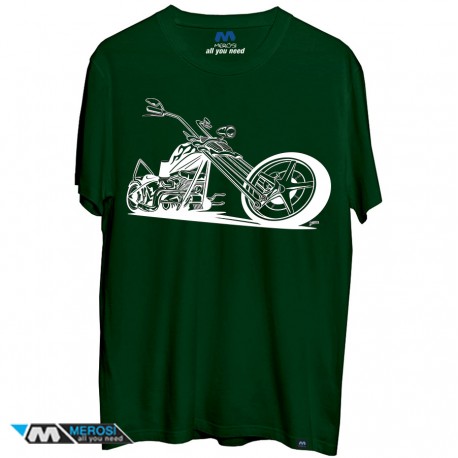 تیشرت Motorcycle, White on Dark