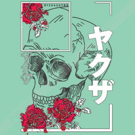 تیشرت Japanese Yakuza Skull Rose Flower