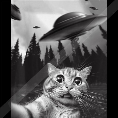 Funny Cat Selfie with UFOs