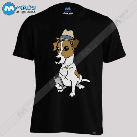 تیشرت طرح Cartoon Hipster Jack Russell 