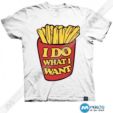 تیشرت طرح I do what I want french fries 