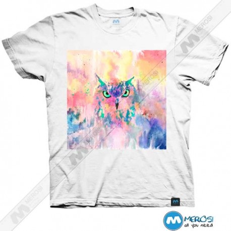 تیشرت طرح Watercolor eagle owl abstract paint 