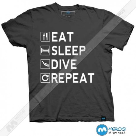 تیشرت طرح Eat - Sleep - Dive - Repeat 