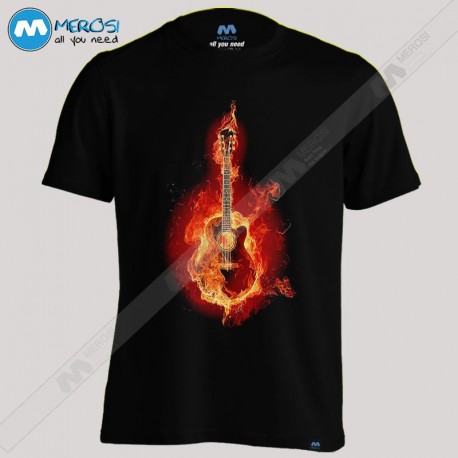 تیشرت طرح guitar in fire